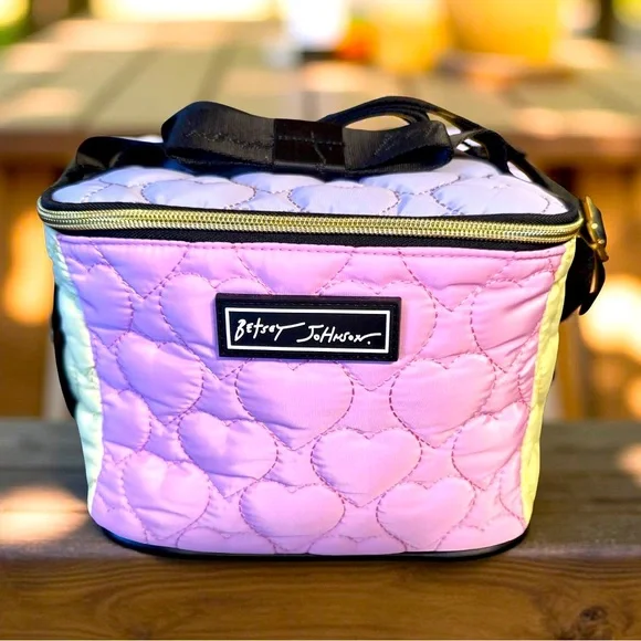 Betsey Johnson NWT Pink Lavender Yellow Quilted Insulated Crossbody Bag (P169) - Picture 1 of 9